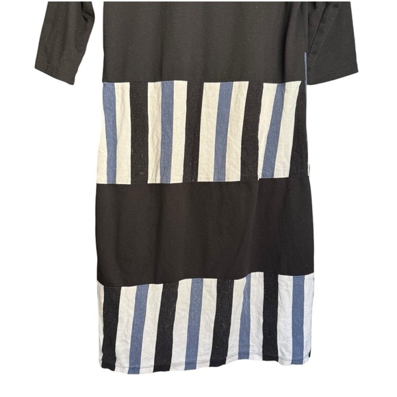 Rose Bleu Girls Black 3/4 Sleeve Dress Size 18 Blue White Stripe Detail - Picture 7 of 10